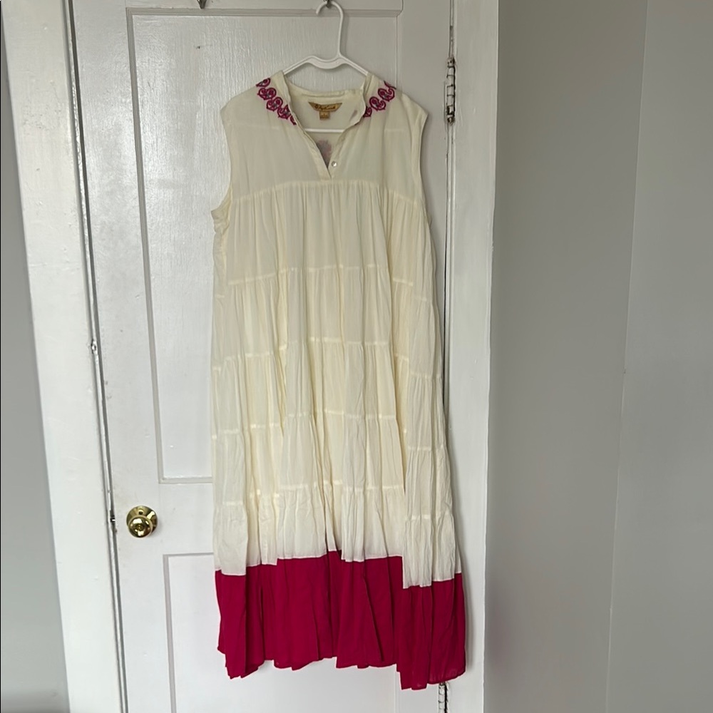 April Cornell Cream and Pink Maxi Dress